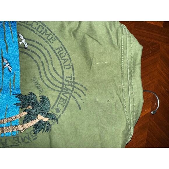 Zara Woman Green Embroidered Utility Jacket Tropical Patch Studded Oversized M - Picture 15 of 16